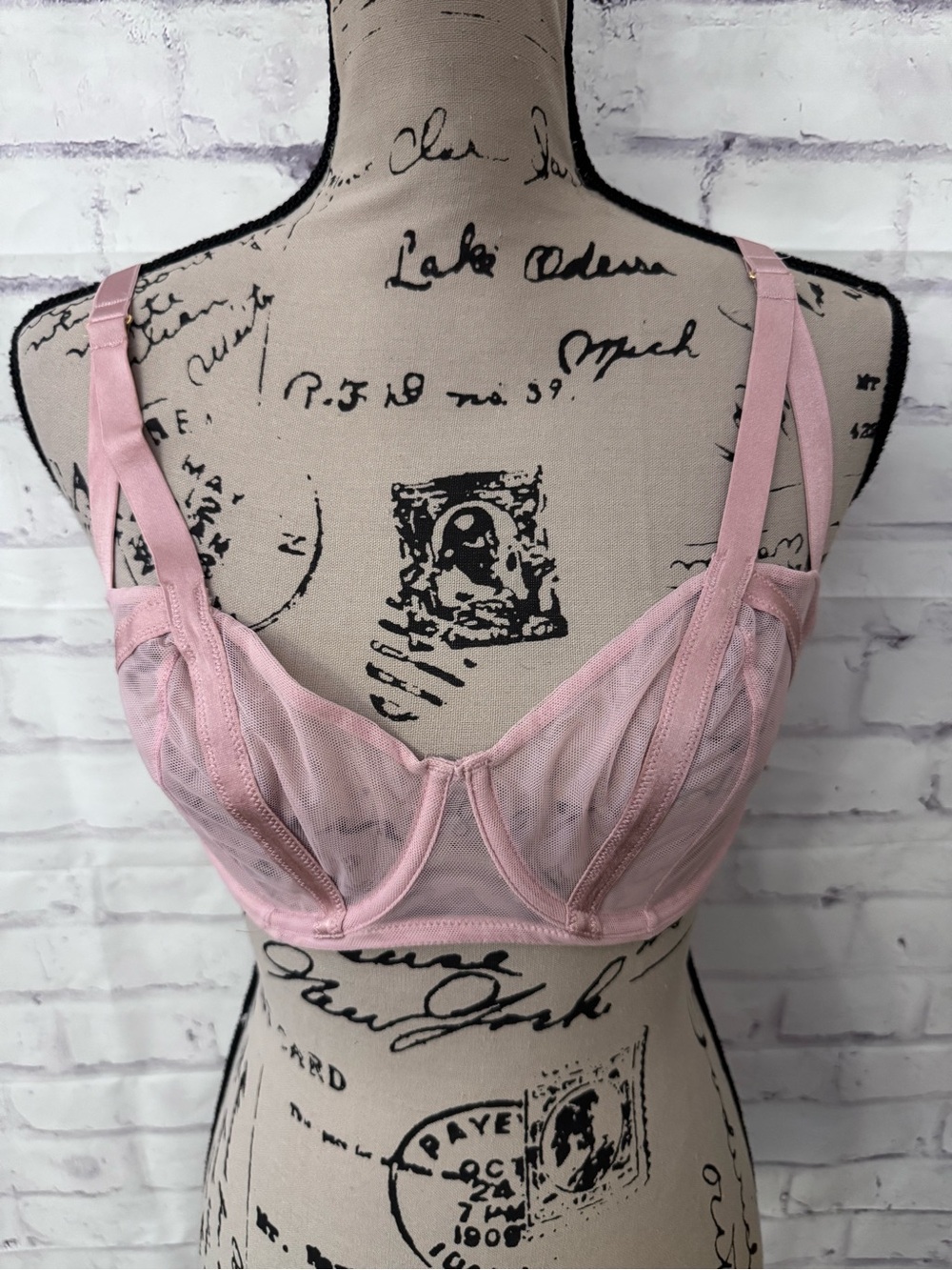 Victoria’s Secret Very Sexy Unlined Balconette Bra 34DD Sheer Underwire Lingerie